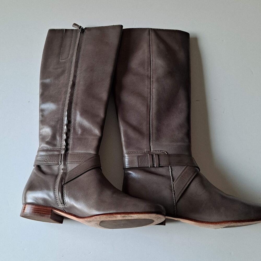 Cole Haan Russell Leather Equestrian Riding Boots Ironstone Gray Women Size 7.5 - Picture 12 of 16